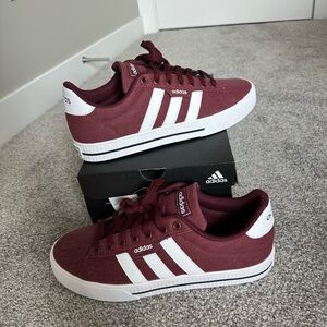 Adidas Men's Maroon and White Sneakers